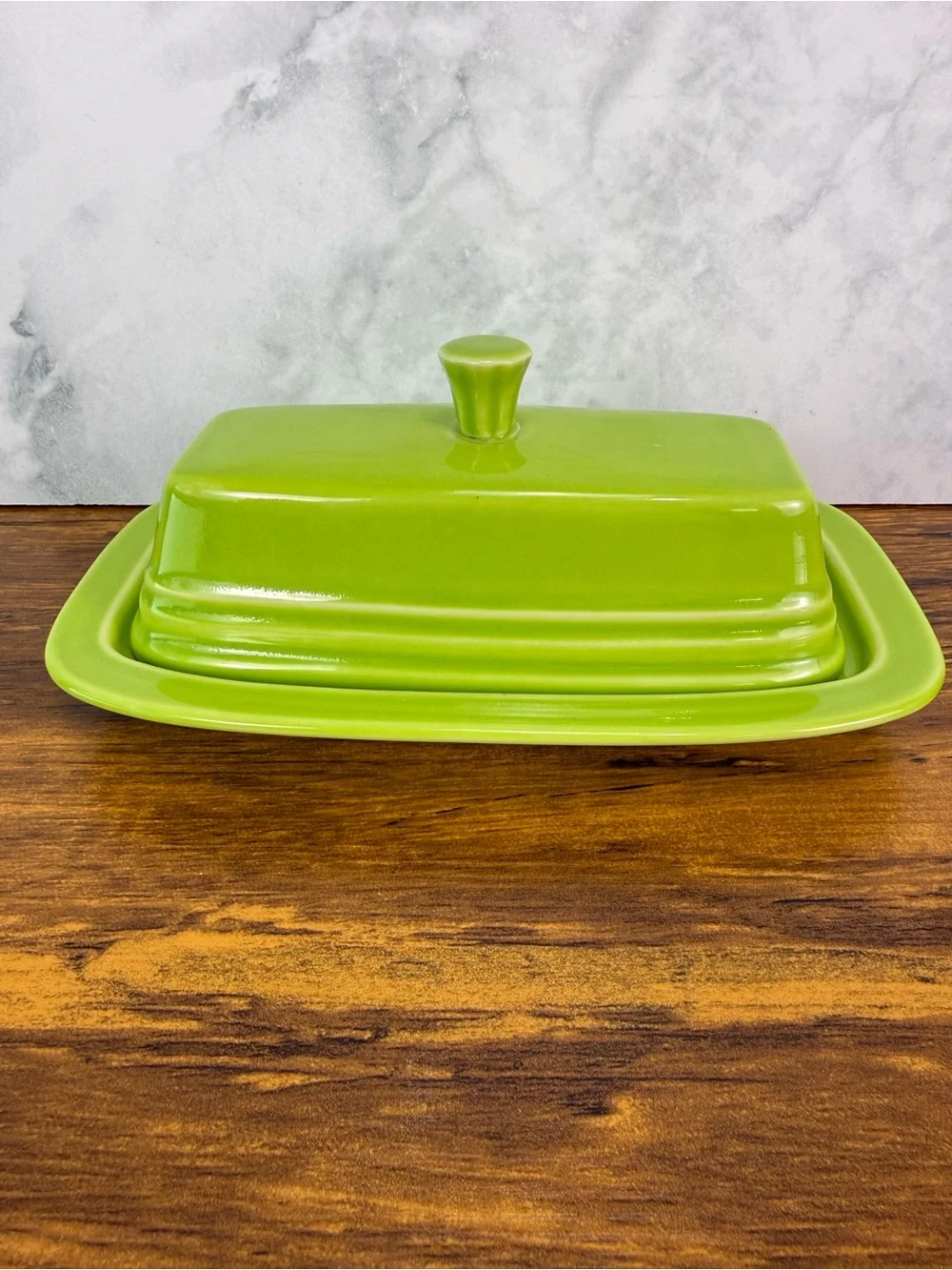 Fiesta Fiestaware Lemongrass Green Covered Butter Dish Tray Retired Color